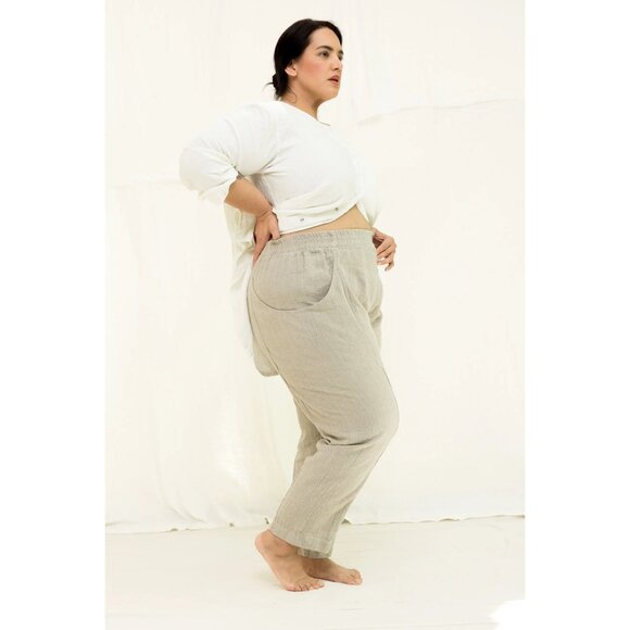 Elizabeth Suzann Clyde Work Pant in Midweight Linen in Flax Size 16 LIKE NEW - Picture 1 of 8